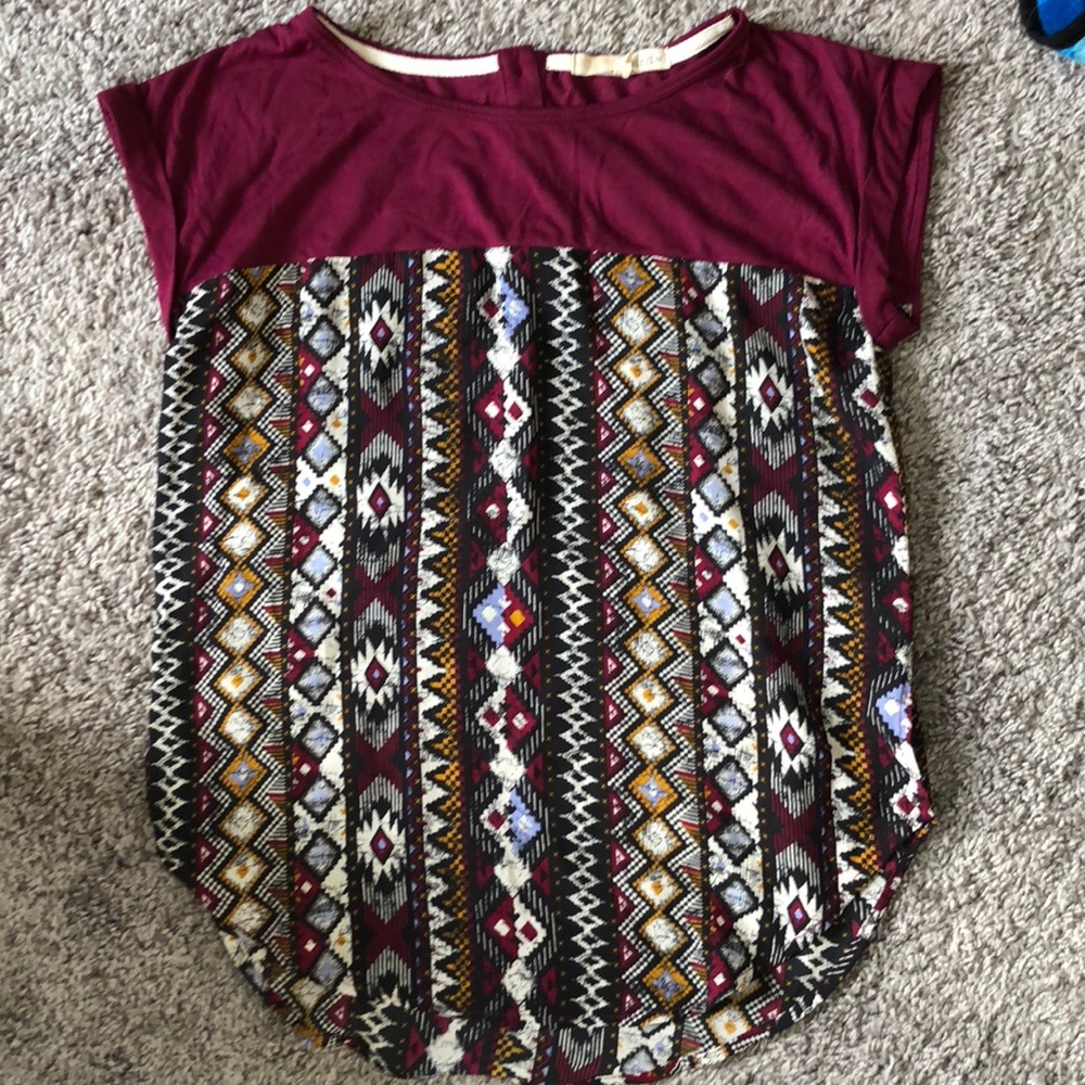 Maroon aztec shirt!